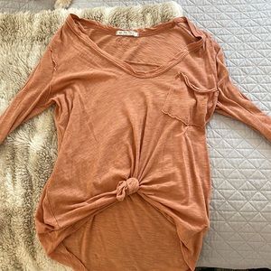 Free People brown/orange casual long sleeve tee